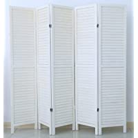 PEGANE Biombo persiana de Madera de 5 Paneles- Colorido con Blanco Barnizado - Dim : A 170 x A 200 cm